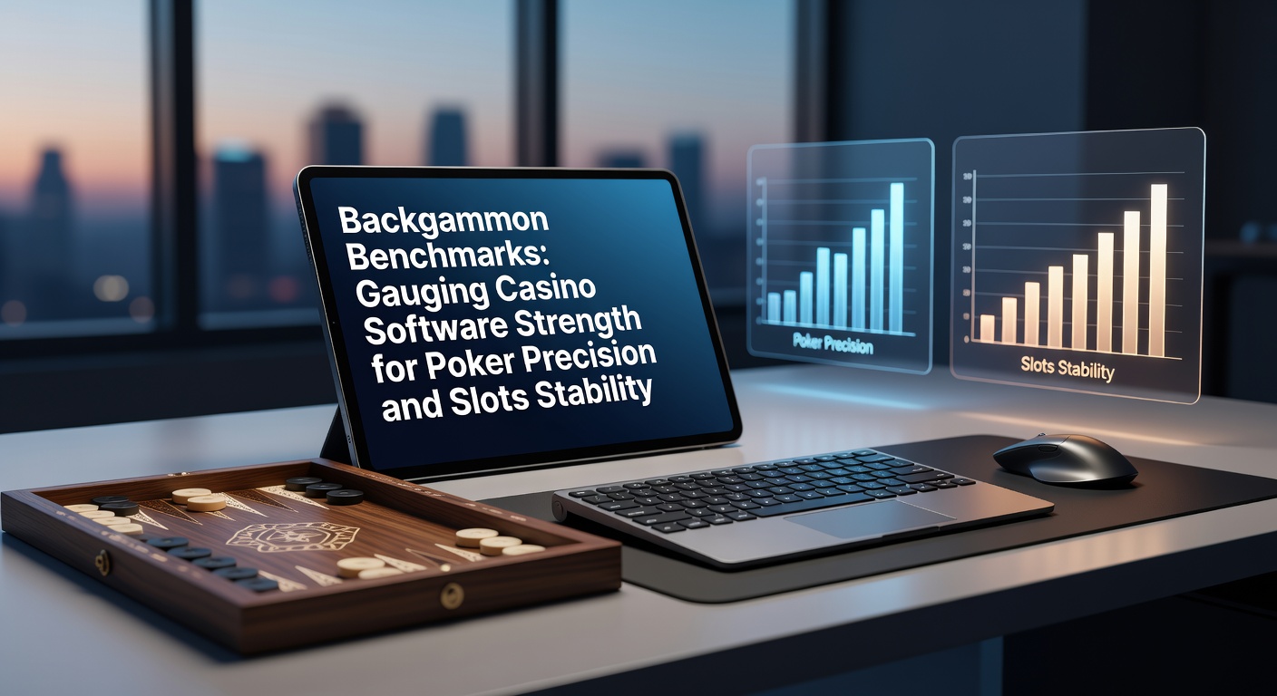 Digital backgammon board displaying complex AI calculations against casino software interfaces for poker and slots