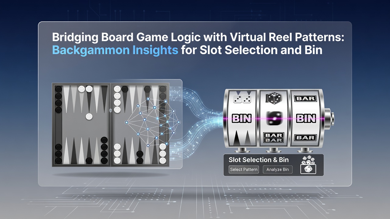 Digital bingo sequencer interface next to backgammon doubling cube illustrating sequence planning