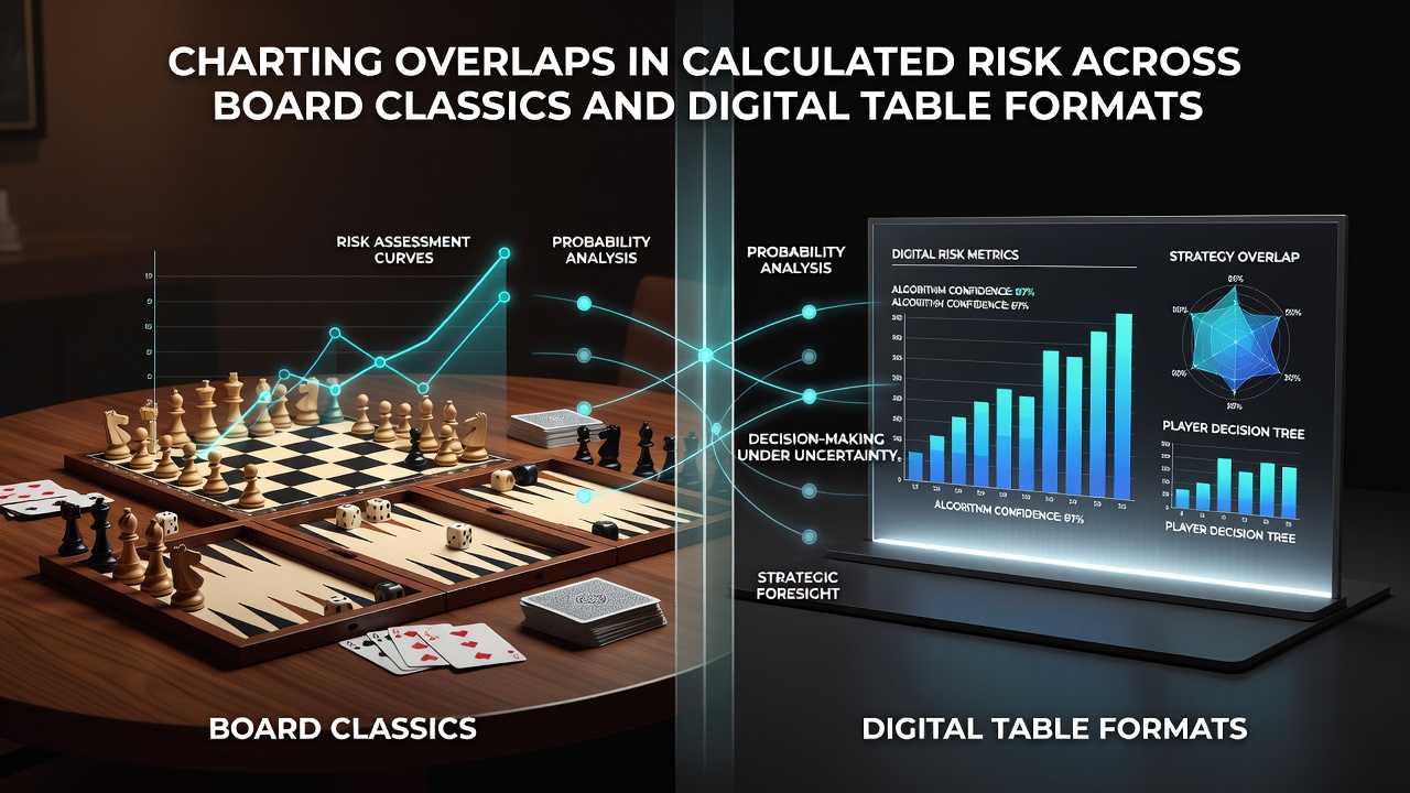 Diagram illustrating parallels in risk evaluation techniques used across physical board games and digital adaptations