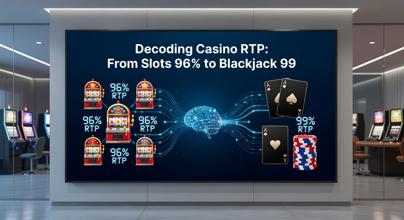 Close-up chart comparing slot RTP volatility against blackjack's steady returns, highlighting the 96% to 99% spectrum
