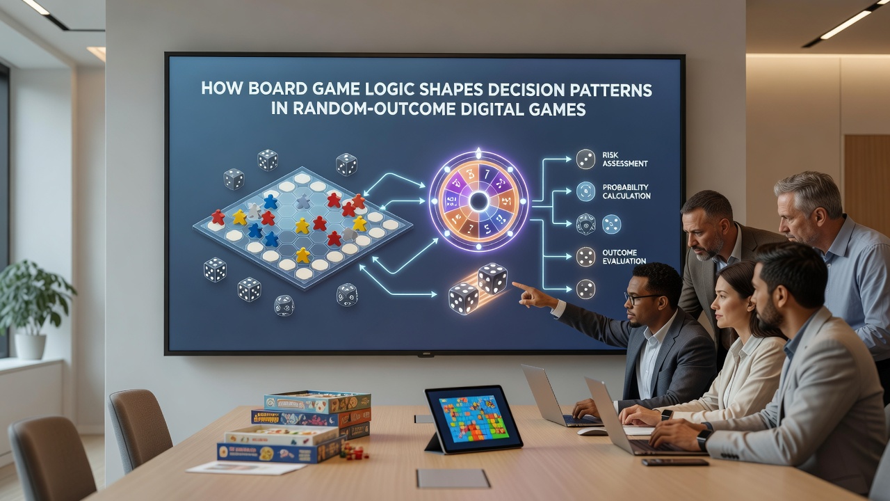 Abstract representation of decision trees connecting board game strategies with digital random game interfaces