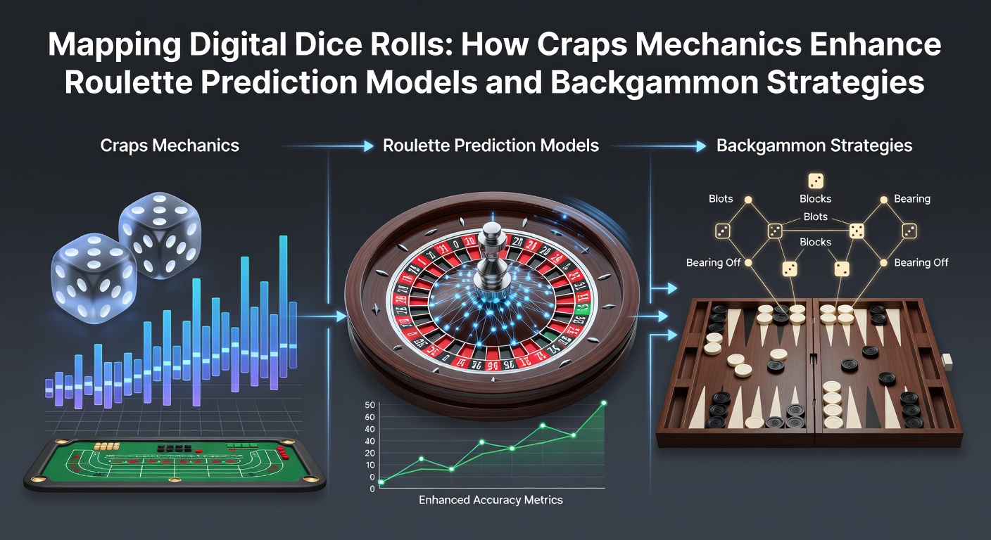 Digital representation of dice rolls mapped across casino game interfaces showing probability overlays