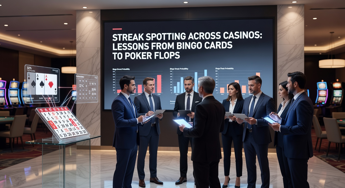 Poker flop on a casino table displaying a straight-draw streak potential amid chips and cards