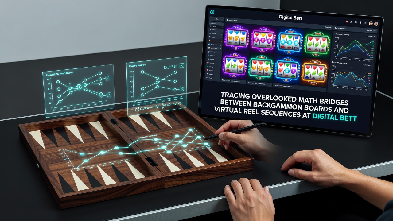 Flowchart comparing backgammon move trees with virtual reel symbol weighting paths