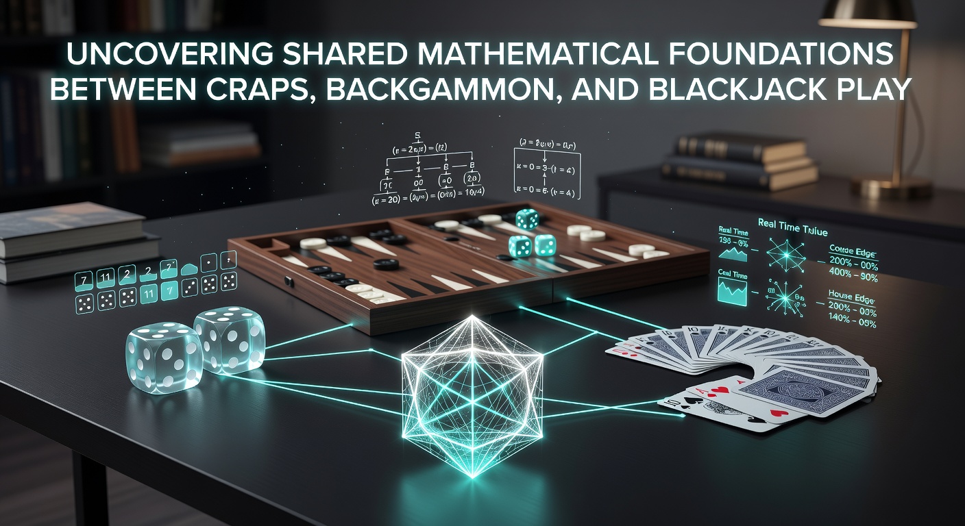 Dice, cards, and backgammon board illustrating overlapping probability structures across the three games